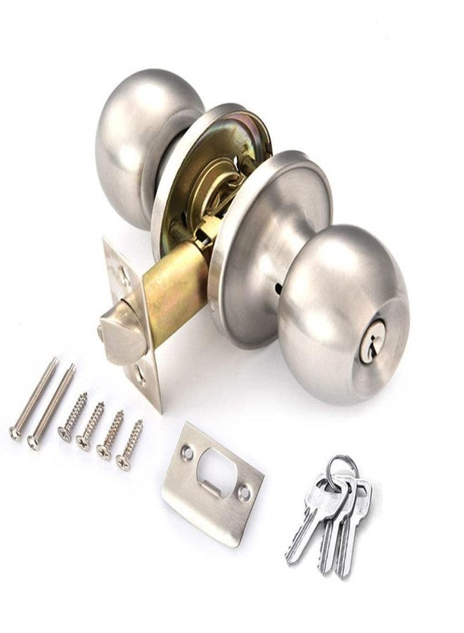 MLD STA002 Cylindrical Locks Round knob Door Lock Tubular Lock Backset Doors with Keys (Stainless Steel 202,Colour- Silver Matte) Pack of -1 - Image 1